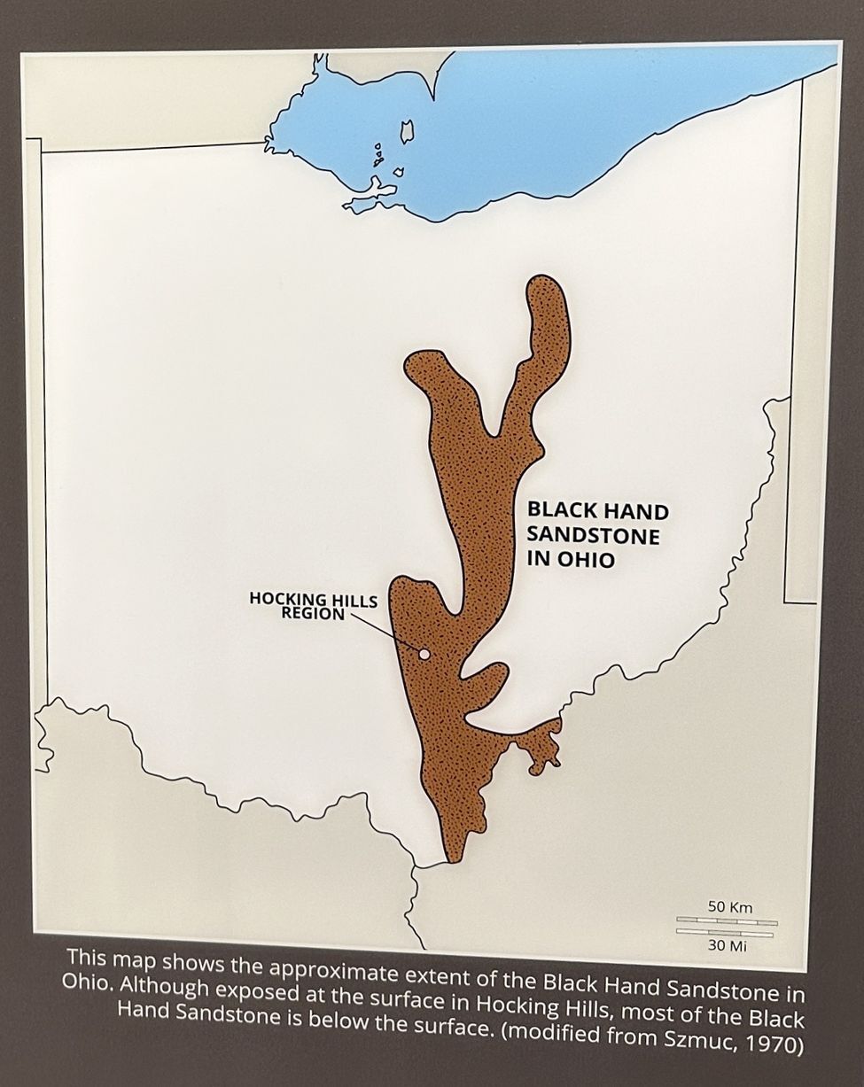 Map of black hand sandstone in Ohio