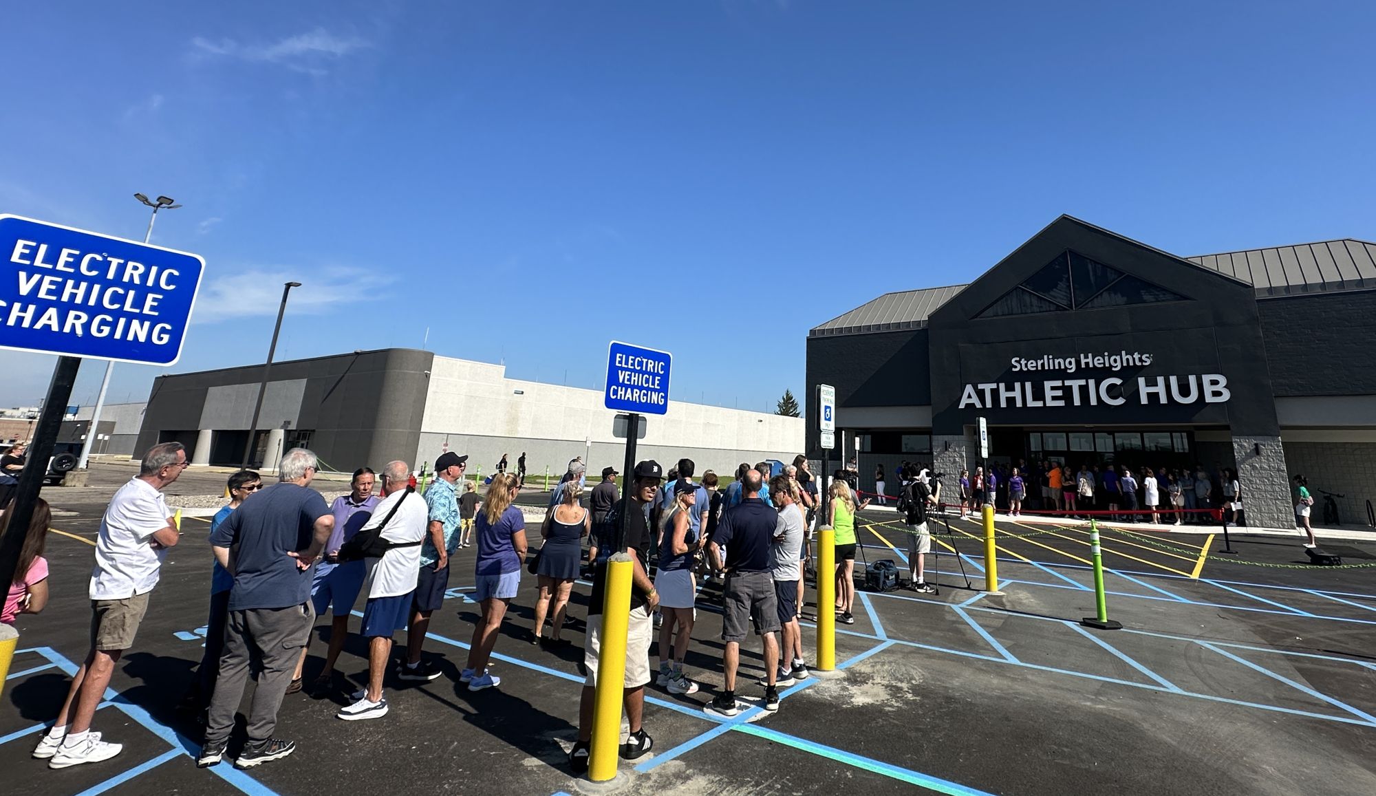 Crowd outside