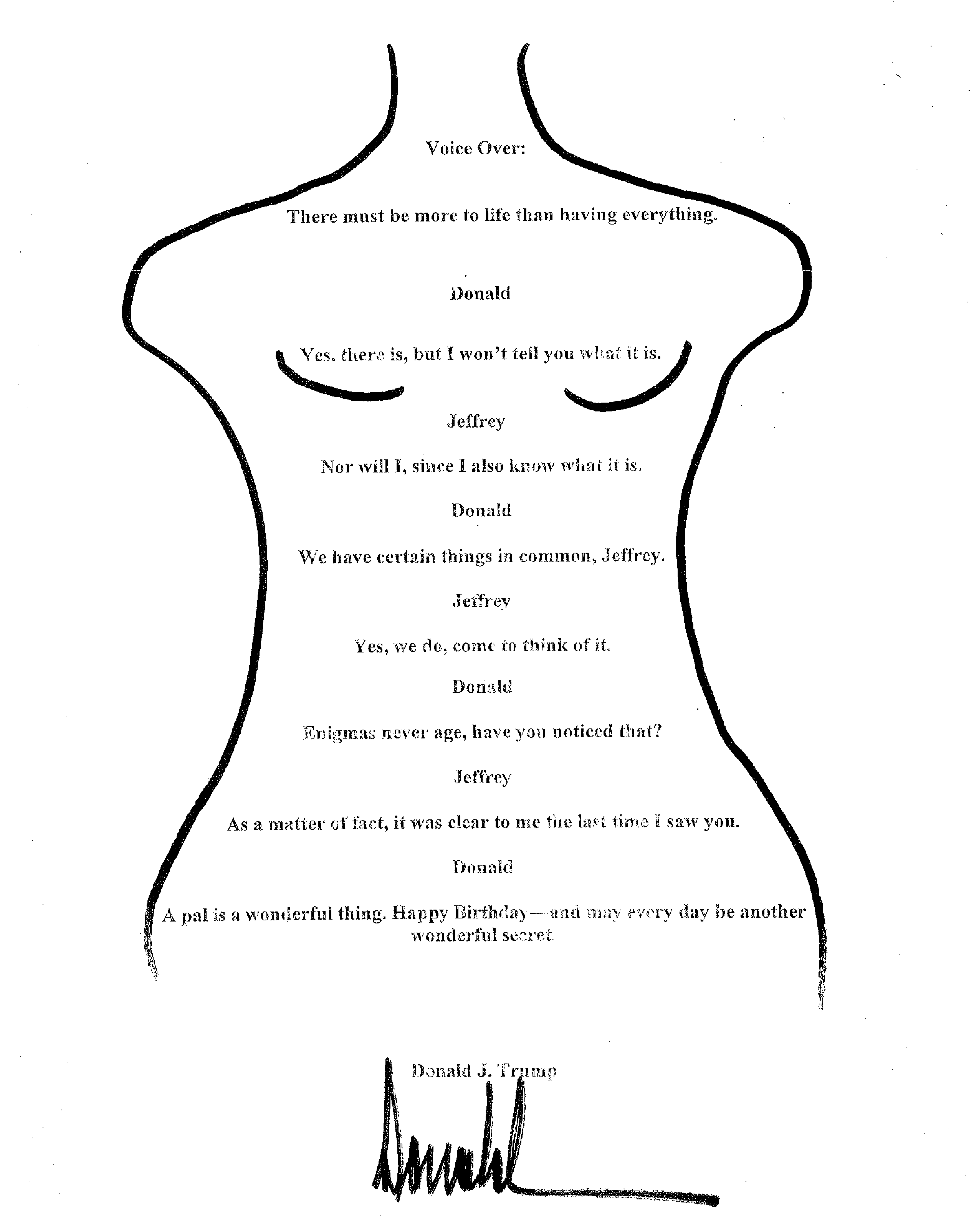 &lsquo;Trump’s drawing for Epstein’s birthday album.&rsquo;