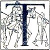 &lsquo;T&rsquo; with mounted and walking men