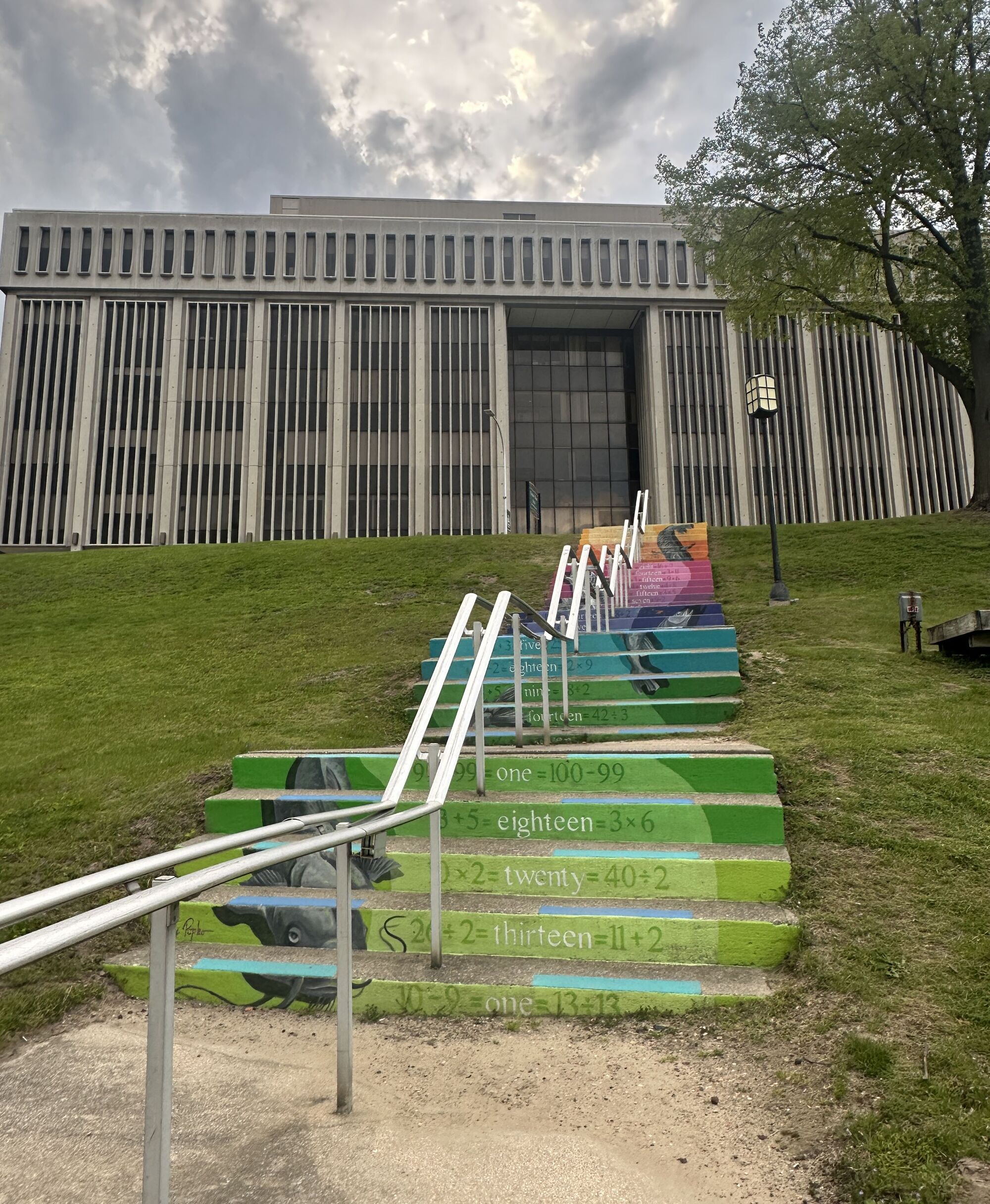 Rainbow stairs at courthouse