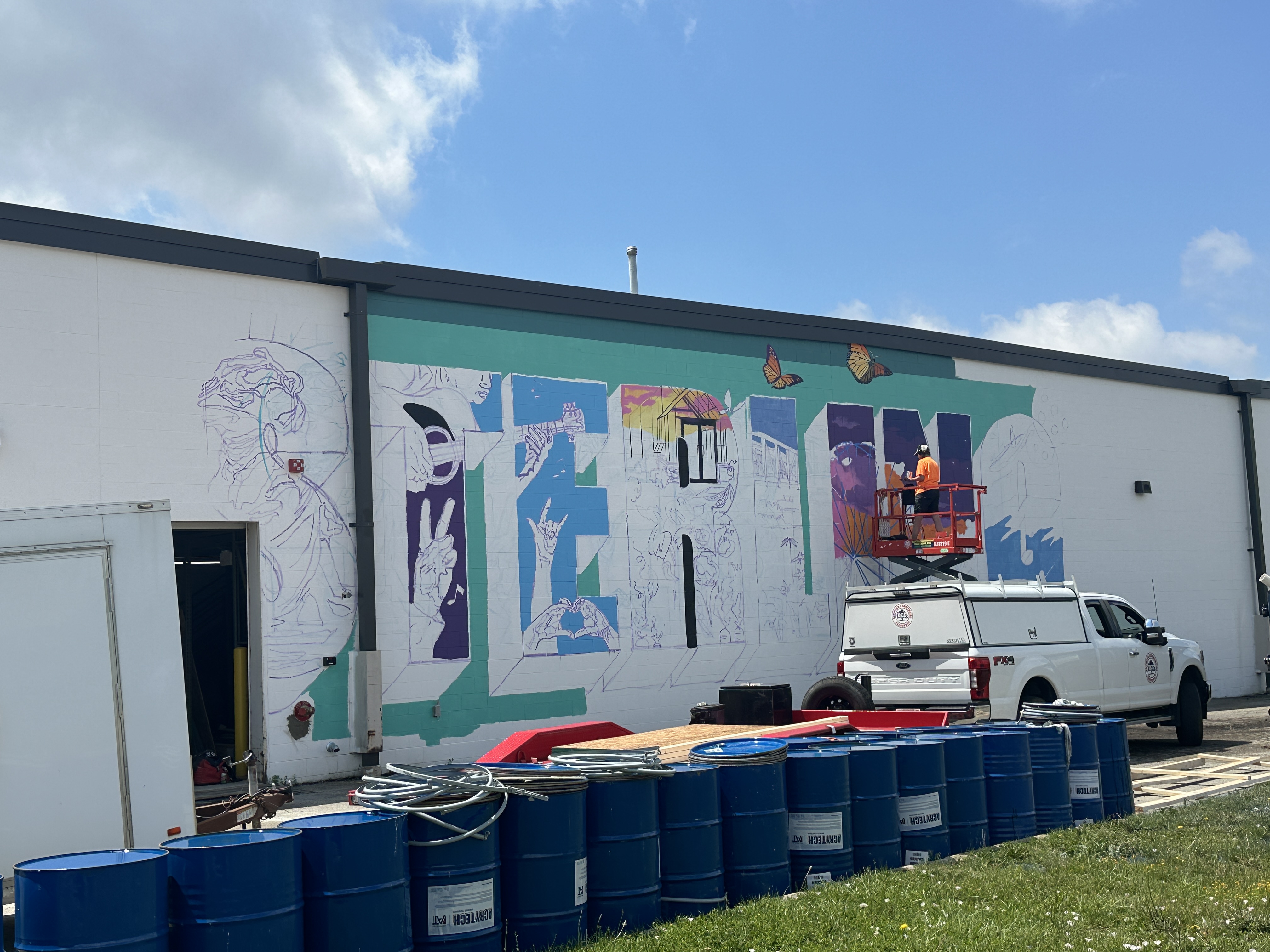 Mural being painted