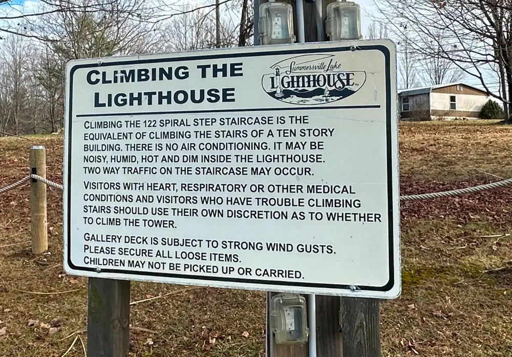 The rules of climbing Summersville Lake Lighthouse